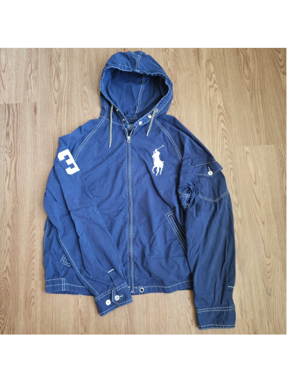 Vintage Polo Ralph Lauren Swimwear Big Pony Navy Full Zip Sailing Jacket Large